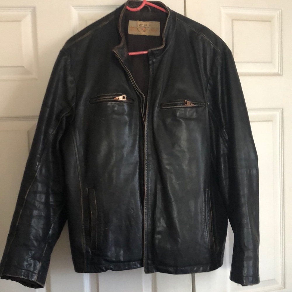 MENS VINTAGE LEATHER RIDING JACKET Black